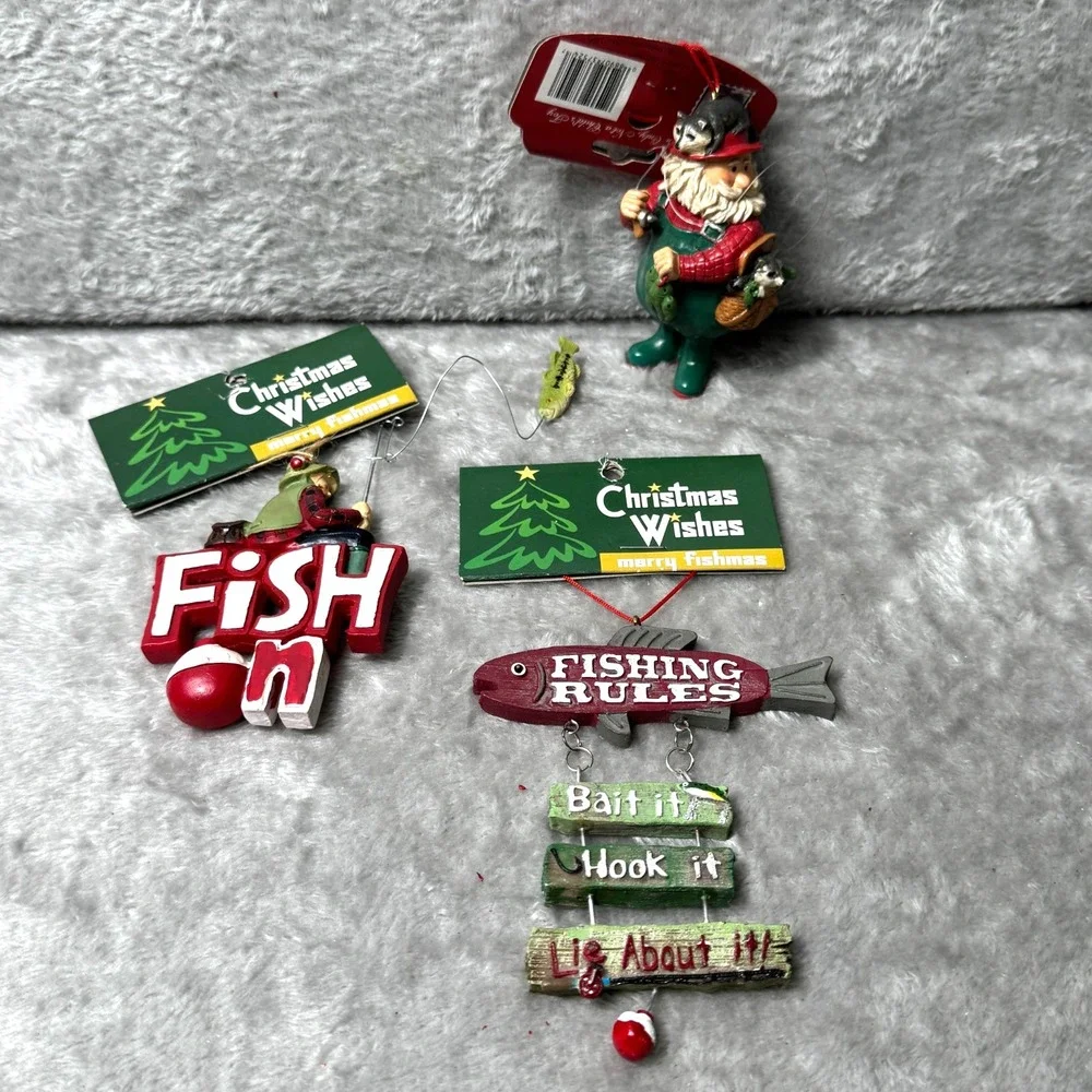 Fishing Christmas Ornaments‎ Dad Rustic Fish On Fishing Rules Raccoon Fisherman
